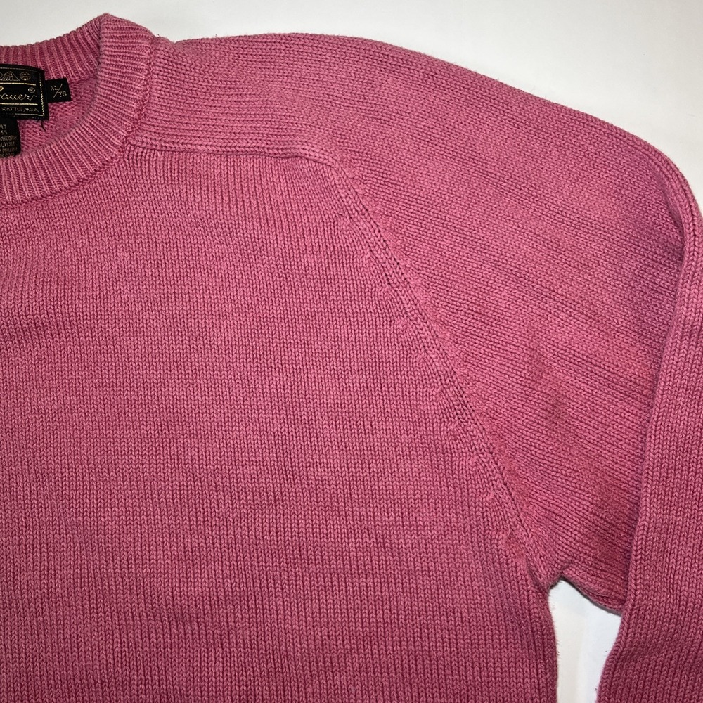Eddie Bauer Men's XL VTG Tag Chunky Knit Crewneck Sweatshirt Mauve - Picture 4 of 11